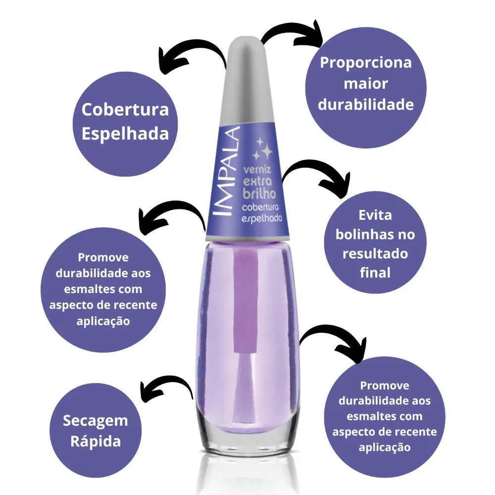 Impala Verniz Extra Brilho Cobertura Espelhada (7,5ml)