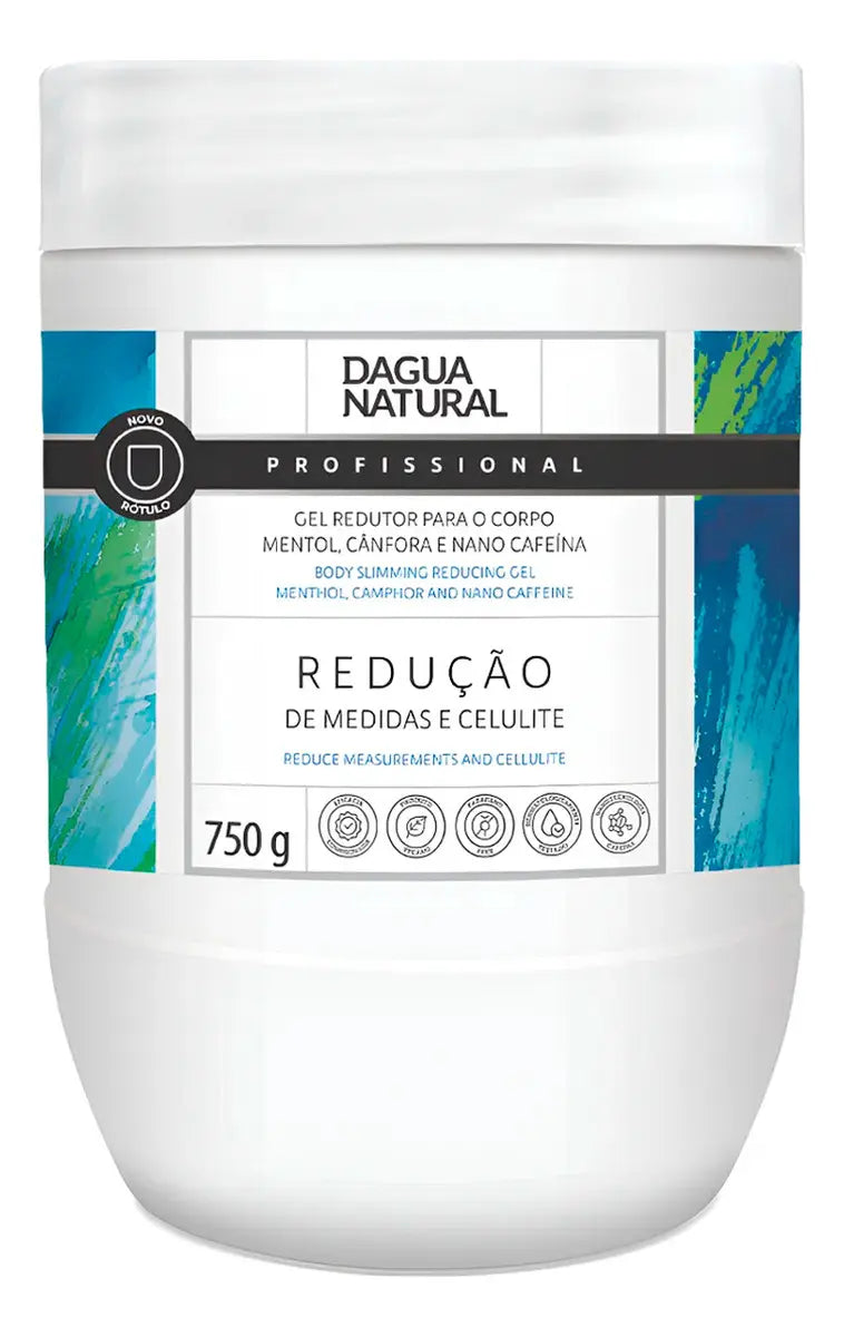 D'Agua Gel Redutor Natural Mentol, Cânfora e Nano Cafeína - Redução de Medidas e Celulites (750g)