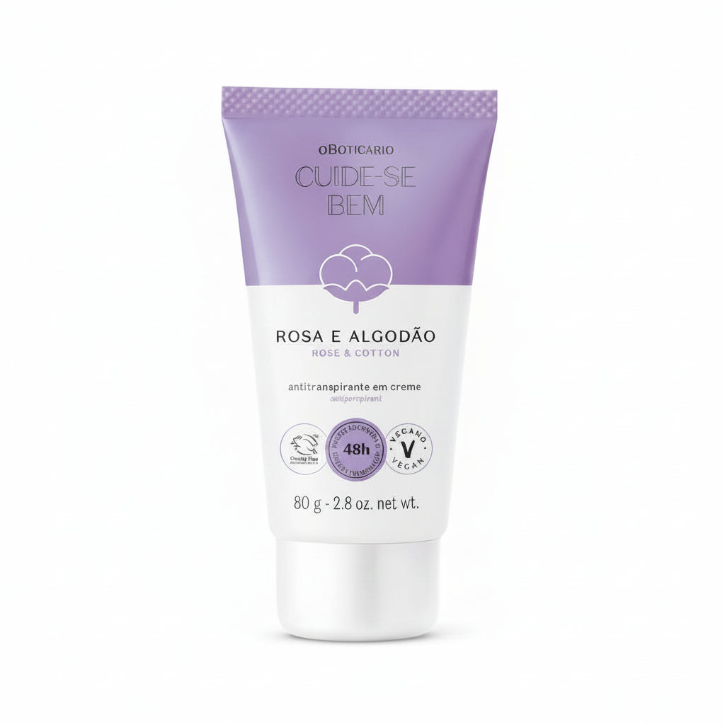 Boticário Antitranspirante em Creme Cuide-se Bem: Rosa e Algodao (80g)