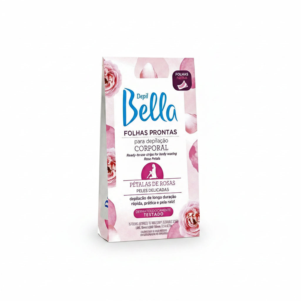 Depil Bella Folhas Prontas para Depilação Corporal: Pétalas de Rosas Peles Sensíveis - 16 Folhas 8 Pares