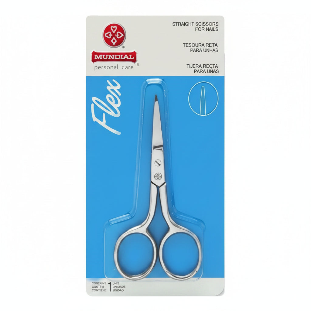 Tesoura Inox Para Unhas Flex Mundial Reta