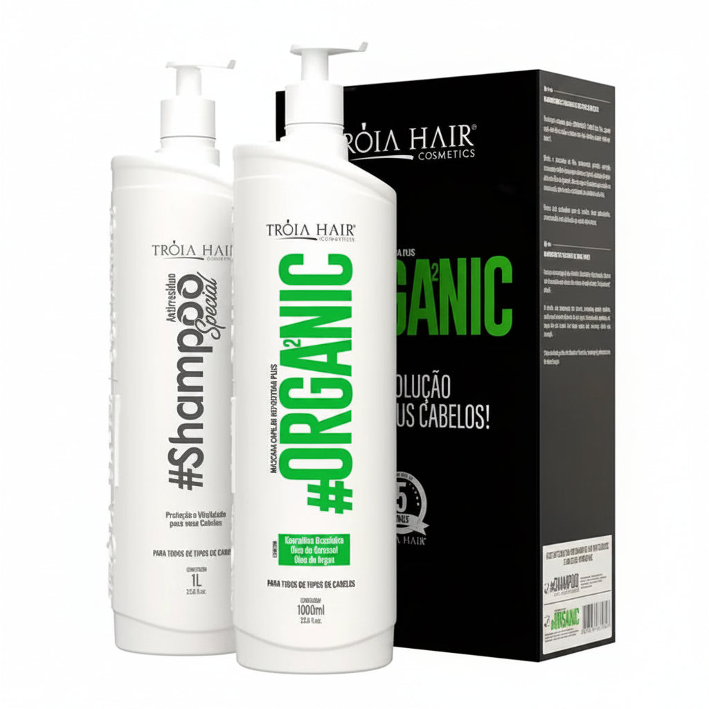 Kit Escova Progressiva Organic Troia Hair (2x1000ml)