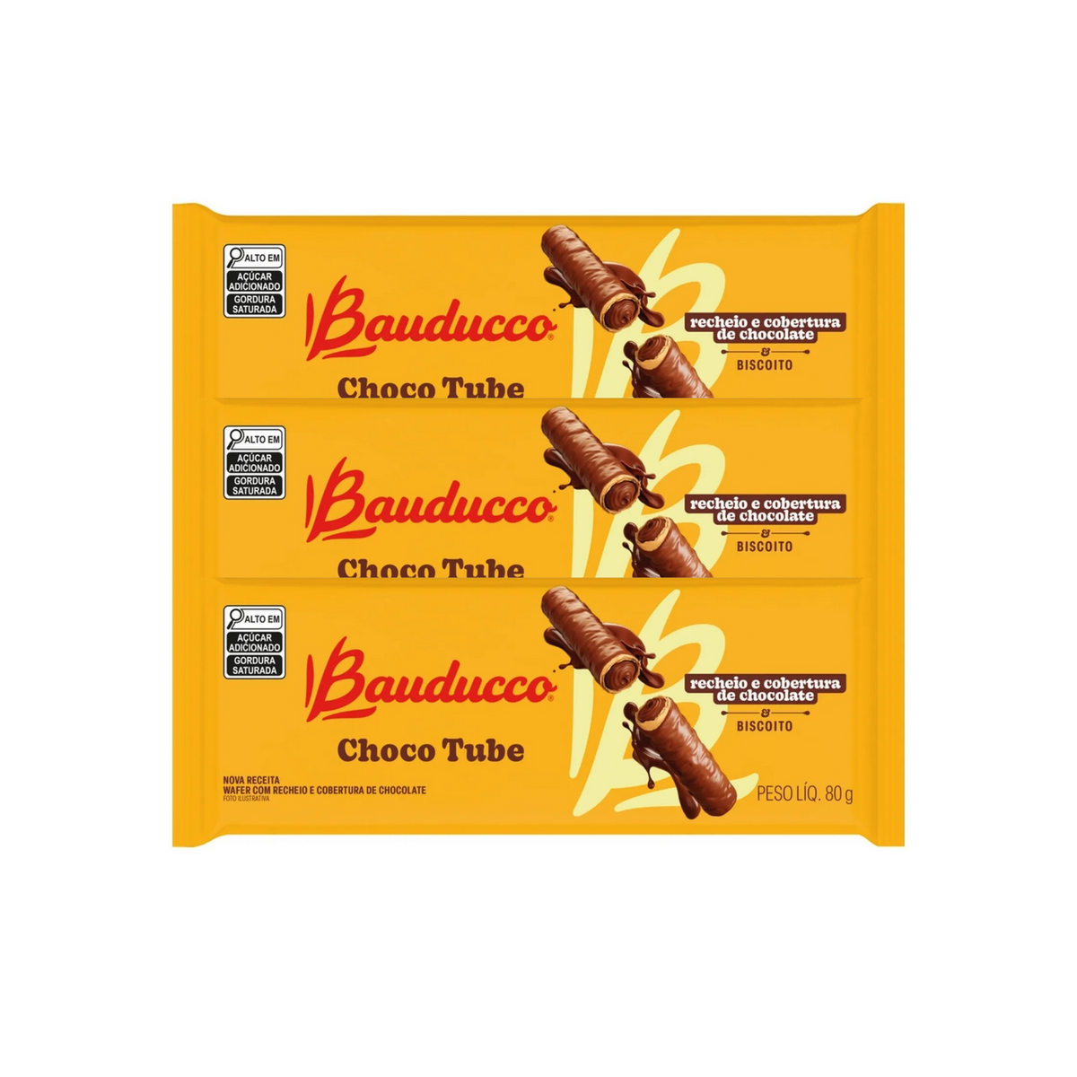 Biscoito Bauducco Choco Biscuit Tube 3x80g