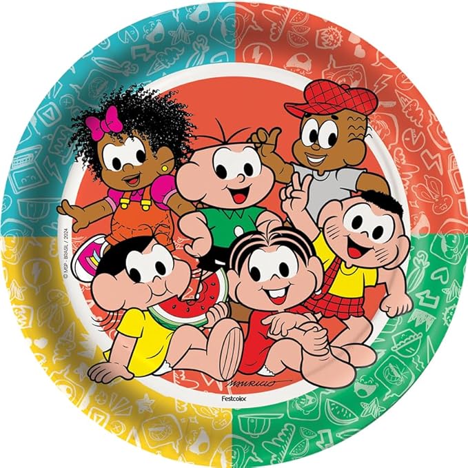 Prato Turma Da Monica - Embalagem com 8 unidades Festcolor