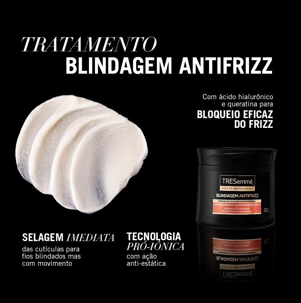 TRESemmé Máscara Blindagem AntiFrizz Ácido Hialurônico e Queratina Hidrolisada (400g)