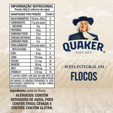 Quaker Aveia em Flocos Regulares Caixa Embalagem Econômica (450g)