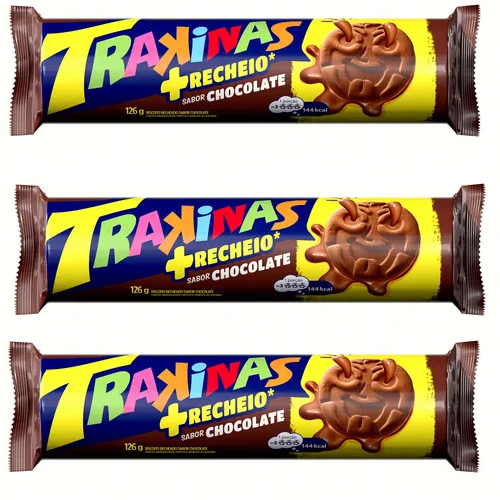 Trakinas Biscoito Recheado Chocolate (3x126g)