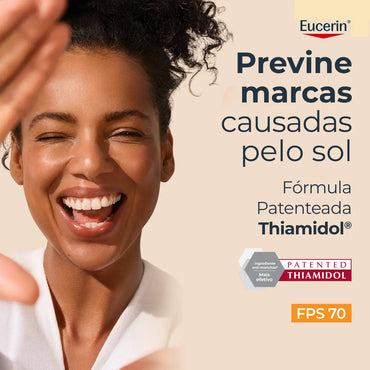 EUCERIN Protetor Solar Facial Antimanchas Cor Clara FPS 70 50ml, Pigment Control, Proteção UVA, UVB e Luz Visível, Thiamidol