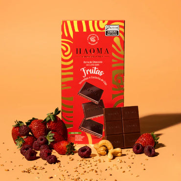 Haoma Barra de Chocolate Frutas Vermelhas e Castanha-de-Caju | Linha Stevia (75g)