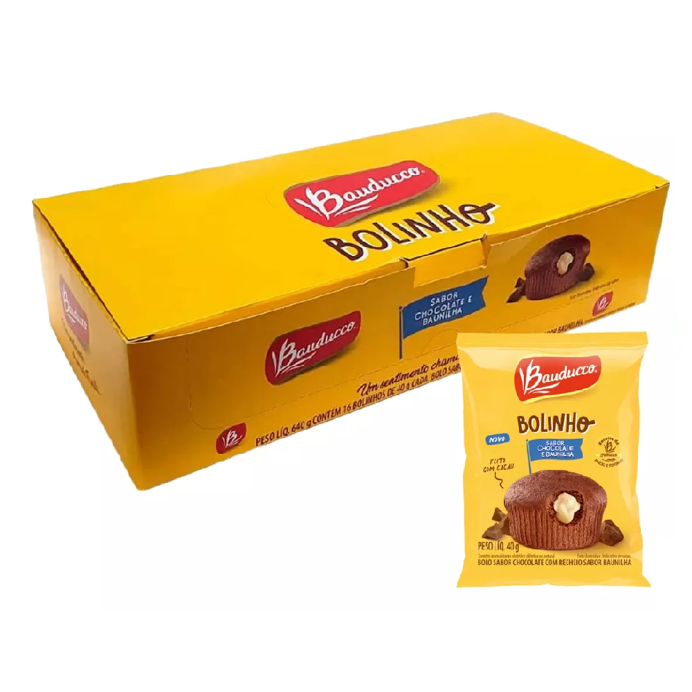 Bauducco Bolinho: Chocolate Recheio Baunilha - Caixa com 15 Unidades (640g)
