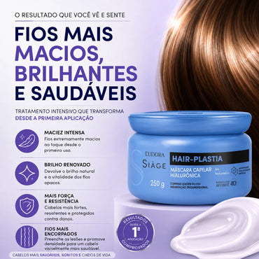 Máscara Capilar Eudora Hair Plastia Hialuronica Vegana 250g