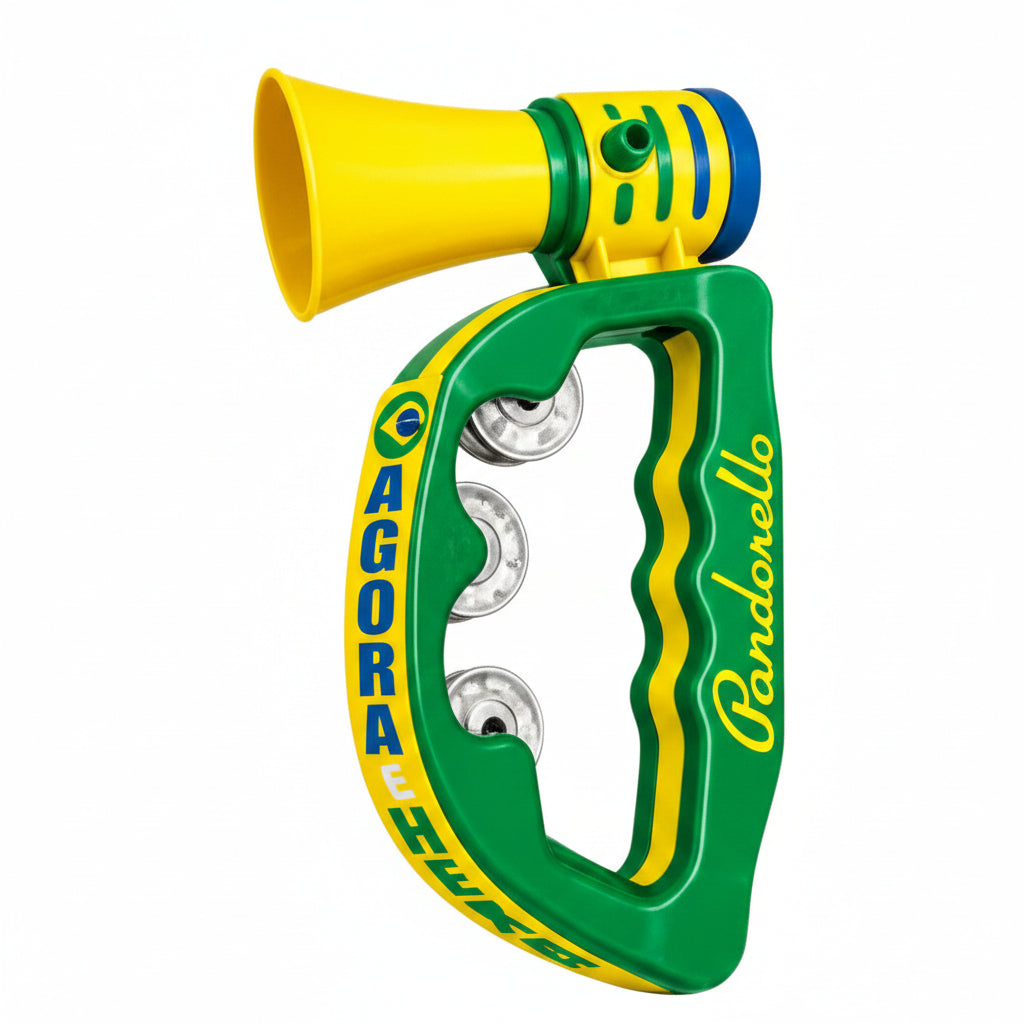 Corneta Vuvuzela com Pandeiro Meia-Lua Brasil!