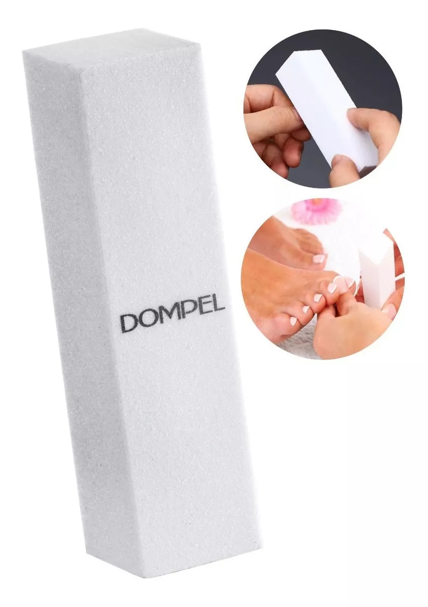Lixa de Polir Unhas Bloco Branco 4 Faces Brilho Profissional Dompel