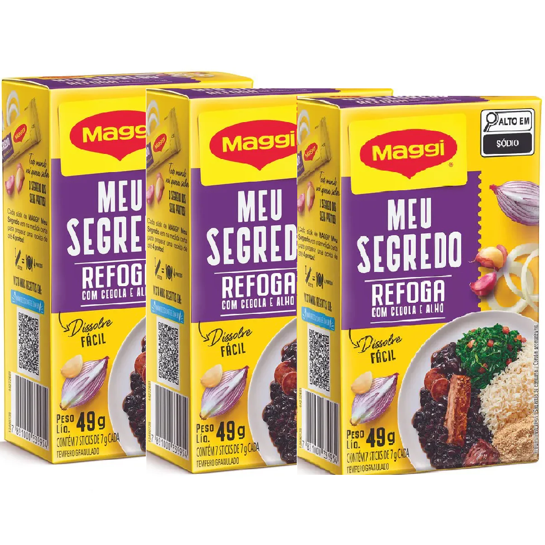 Maggi Tempero Meu Segredo: Refoga Com Cebola e Alho (3x49g)