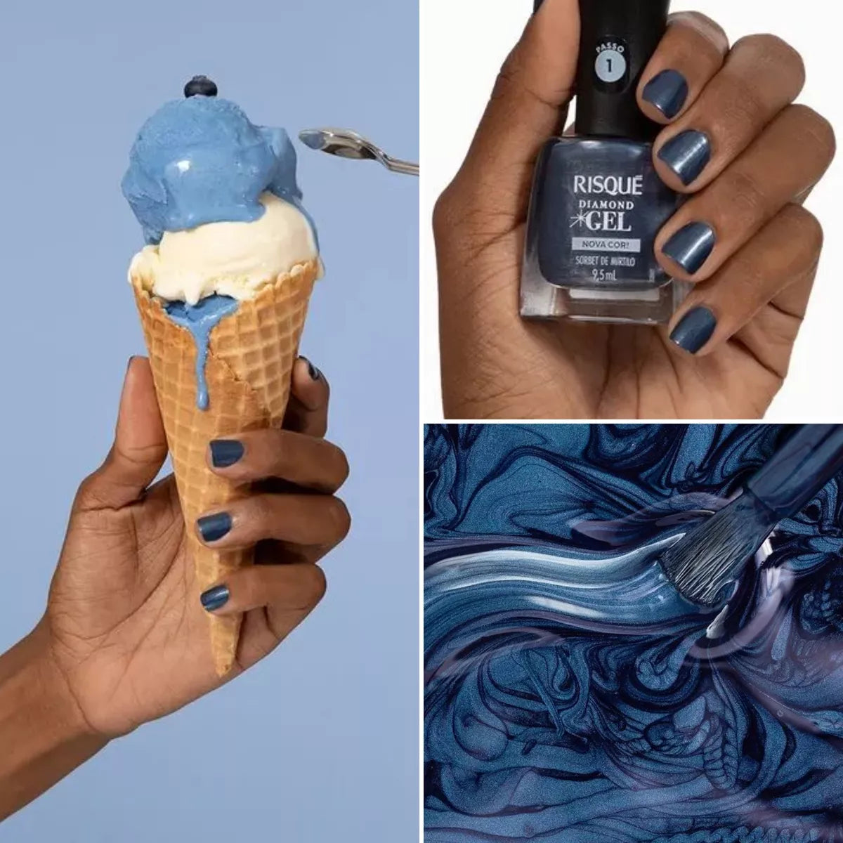 Risqué Esmalte Diamond Gel: Sorbet de Mirtilo Metálico (9,5ml)