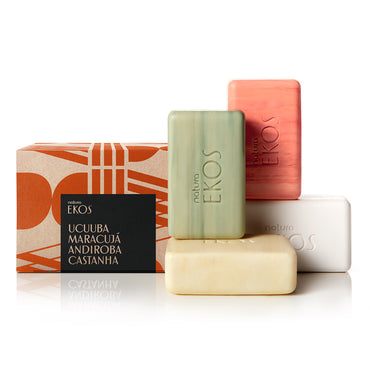 Natura Ekos Sabonete em Barra Cremoso e Esfoliante: Ucuuba, Maracujá, Andiroba e Castanha (100g)
