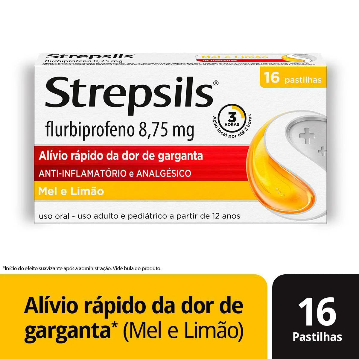 Strepsils 16 pastilhas Sabor Mel e Limão