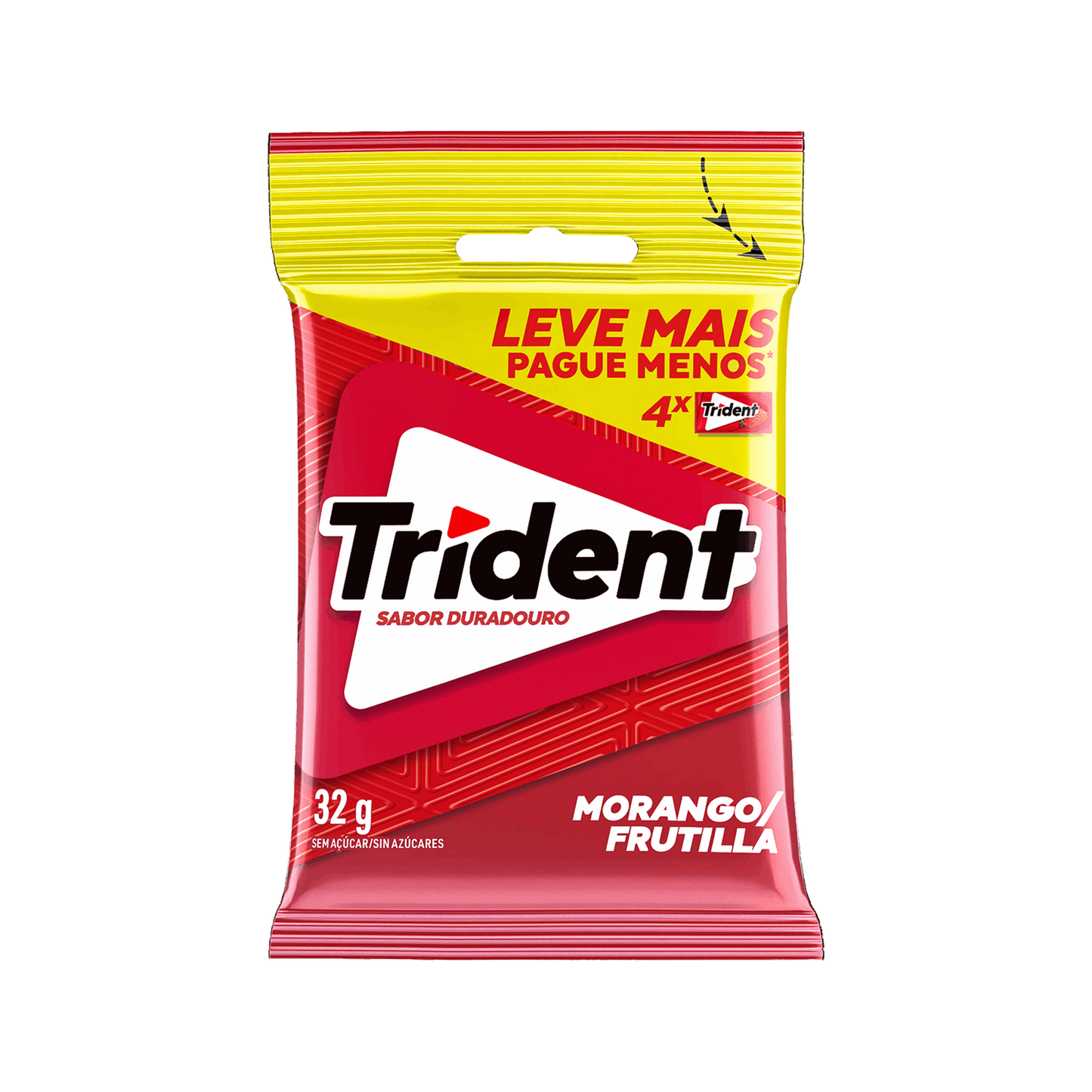 Trident Bag Morango Sem Açúcar 4 Unidades (32g)