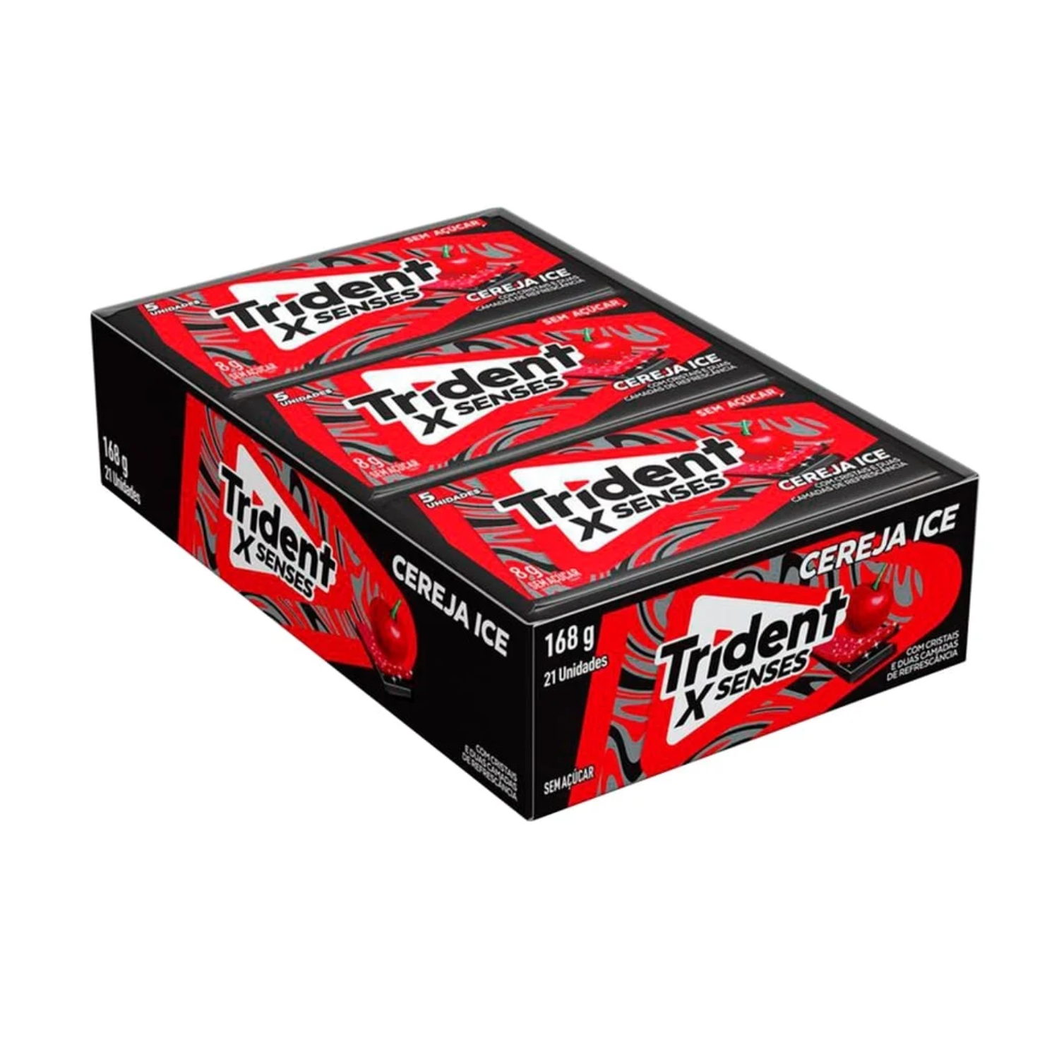 Trident Chiclete X Senses: Cereja Sem Açúcar - 21x8g (168g
