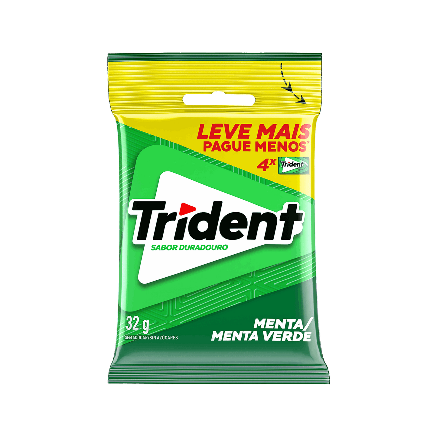 Trident Bag Menta Verde Sem Açúcar 4 Unidades (32g)
