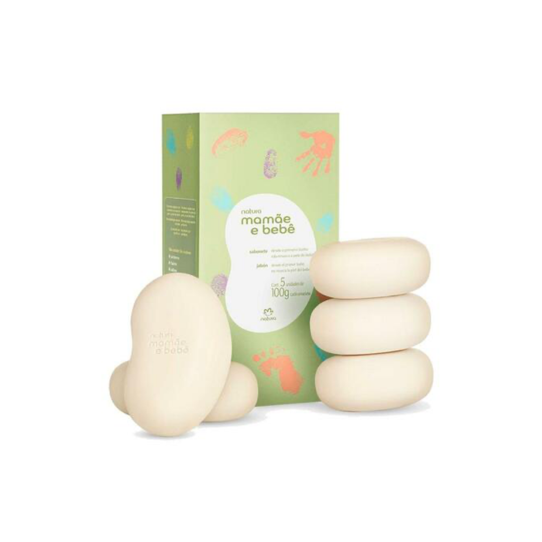 Natura Mamãe e Bebê: Sabonete em Barra Vegetal - Caixa com 5 Unidades (500g)