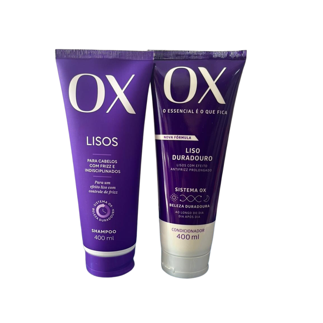 OX Kit Lisos Shampoo + Condicionador (400ml Cada)