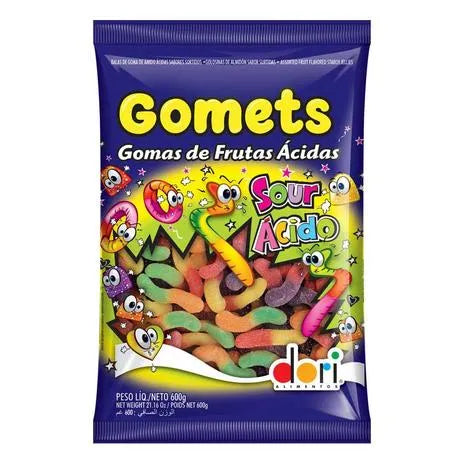 Bala Dori Goma Gomets Minhoca Frutas Ácidas (600g)