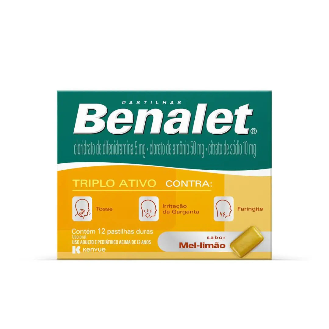 Benalet Pastilhas Sabor Mel e Limão. Caixa 12 pastilhas (65g)