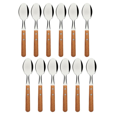 Tramontina Dynamic 12-piece 480 g table spoon set with stainless steel blades and natural wood handles