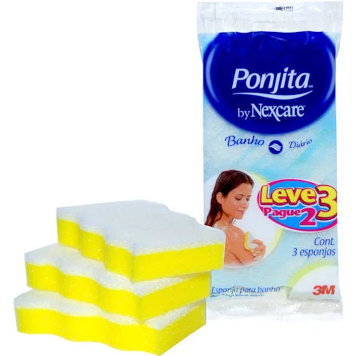 Esponja de Banho Ponjita Amarela Leve c/ 3 un  35g