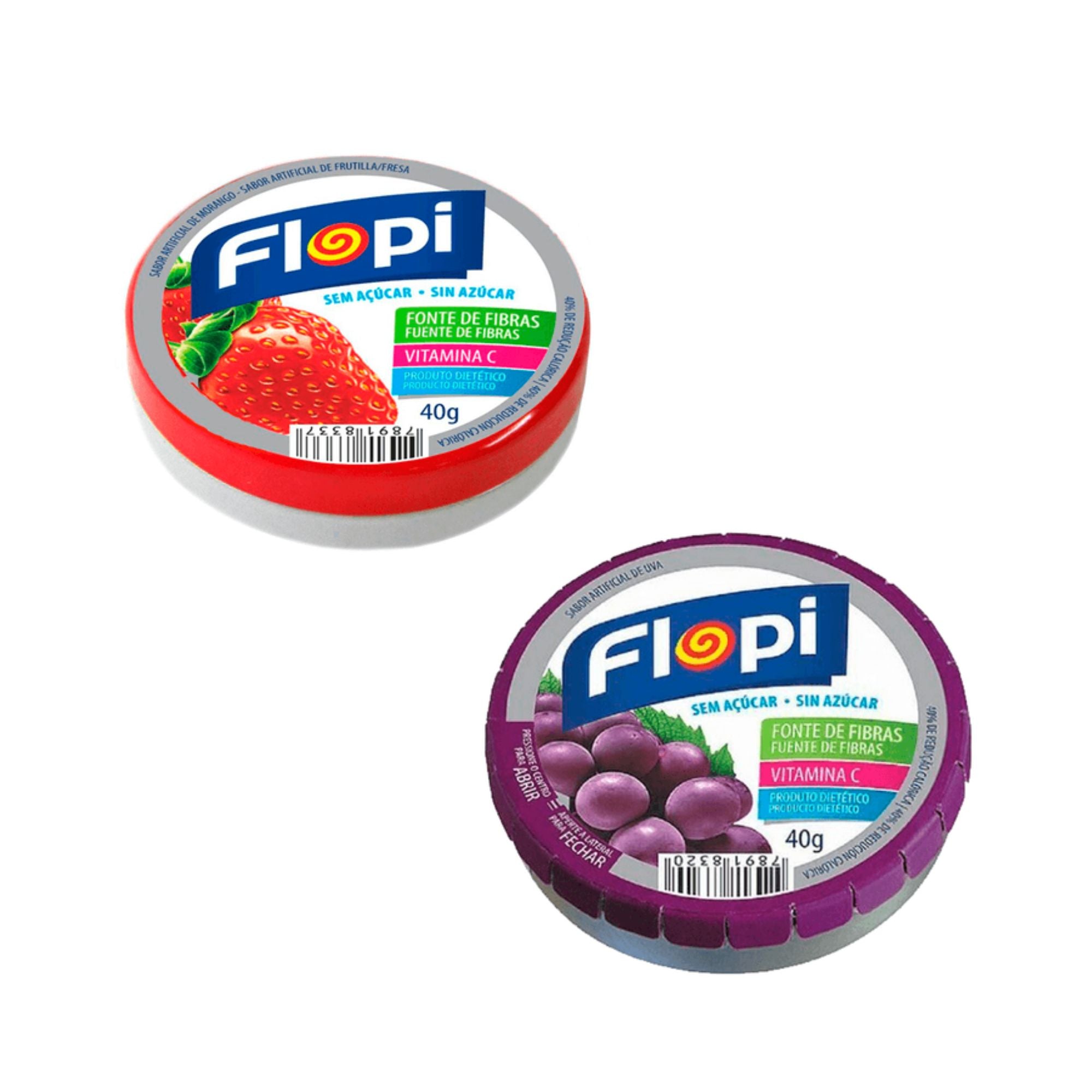 Bala Diet Sem Açúcar Sortida Flopi (2x40g)