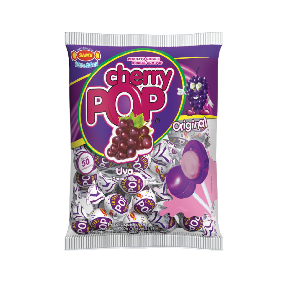 Cherry Pop Pirulito Chicle (700g)