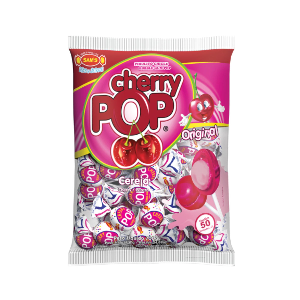 Cherry Pop Pirulito Chicle (700g)