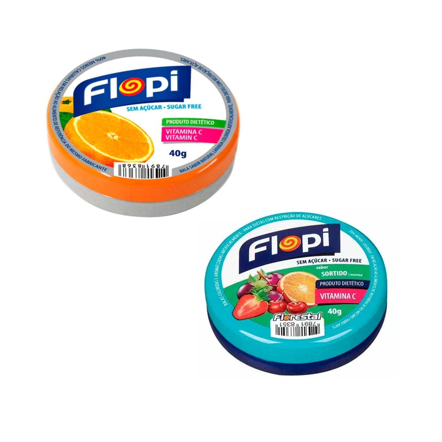 Bala Diet Sem Açúcar Sortida Flopi (2x40g)