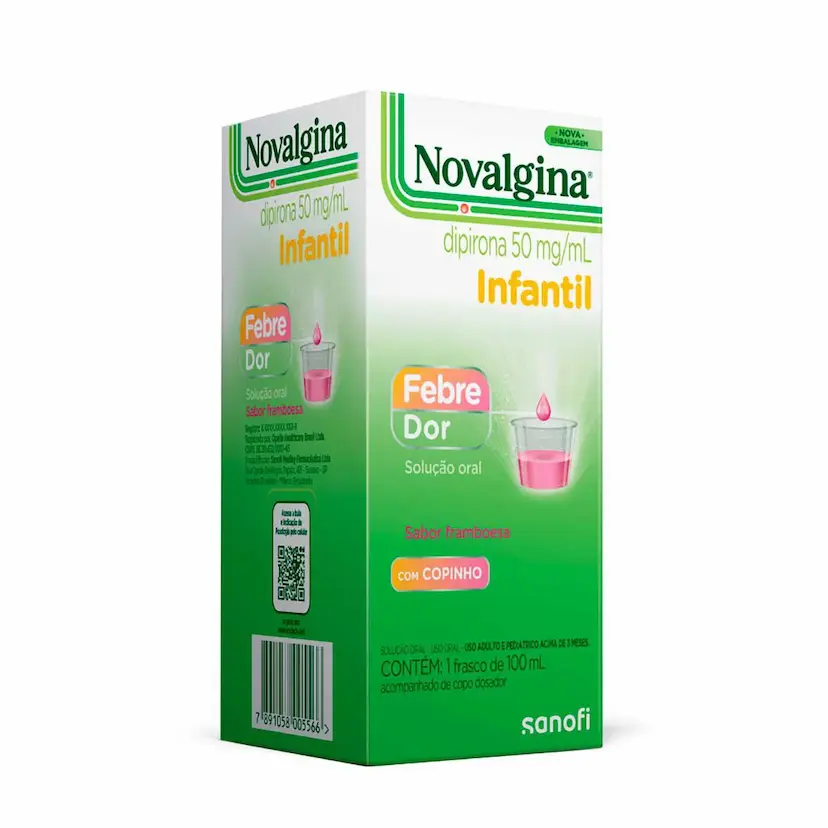 Novalgina - Infantil Dipirona 50mg/ml Sabor Framboesa (100ml + Copo Dosador)