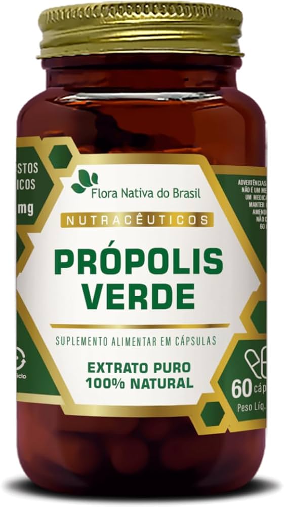 Extrato de Própolis Verde 500mg com 60 caps cada frasco
