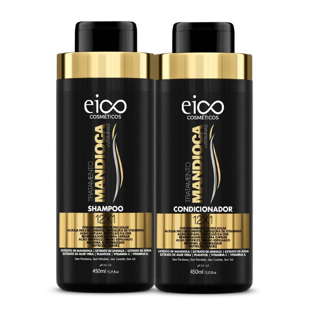 Kit Tratamento Eico Shampoo + Condicionador Mandioca