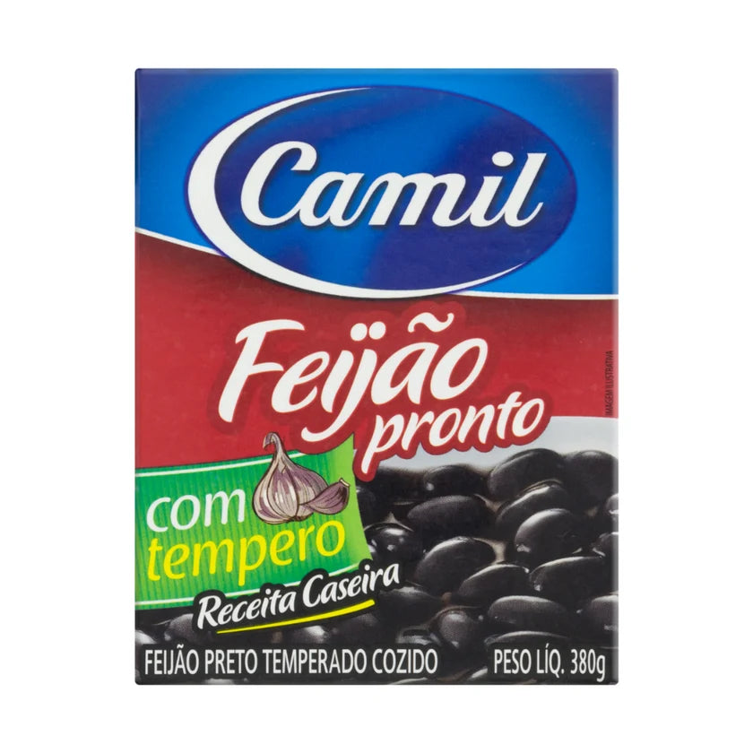 Camil Feijão Preto Temperado Cozido (380g)