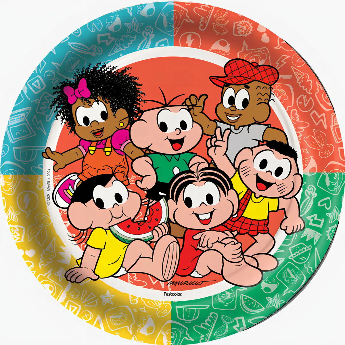Prato Turma Da Monica - Embalagem com 8 unidades Festcolor