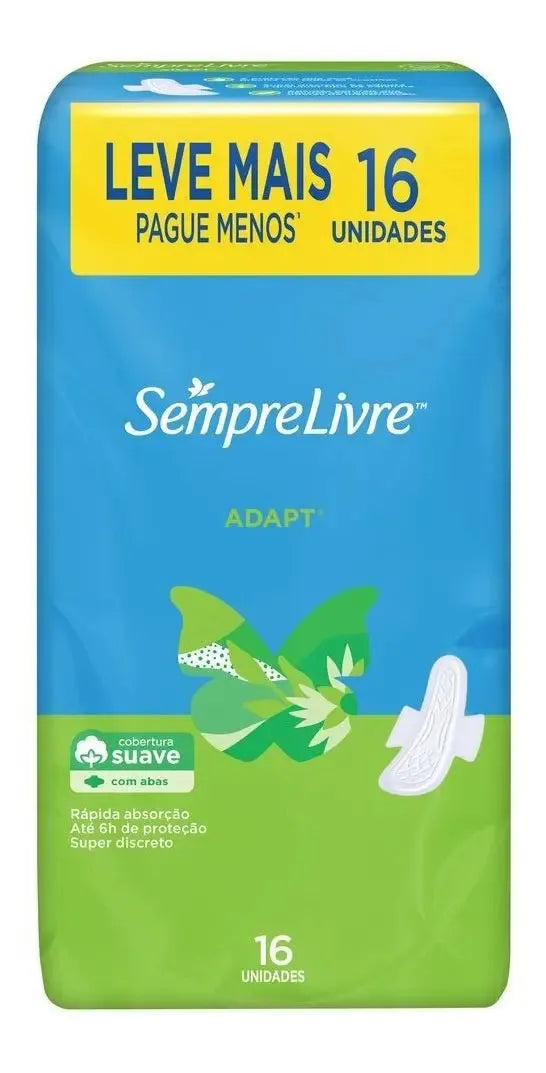 Absorvente Sempre Livre Adapt Suave com Abas - 16 Unidades