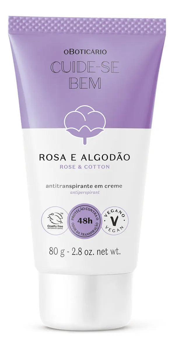 Boticário Antitranspirante em Creme Cuide-se Bem: Rosa e Algodao (80g)