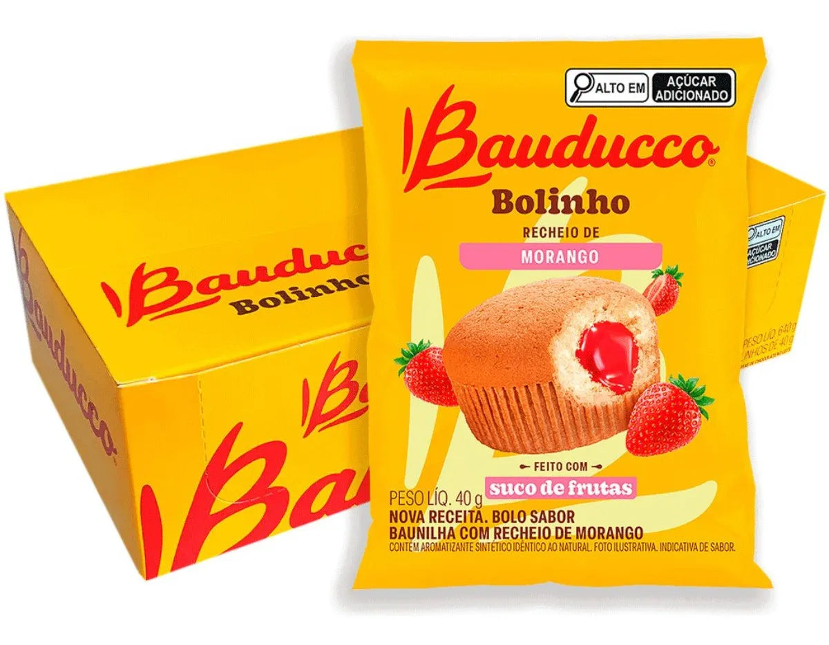 Bauducco Bolinho Baunilha com Morango. Caixa com 16 Unidades (640g)
