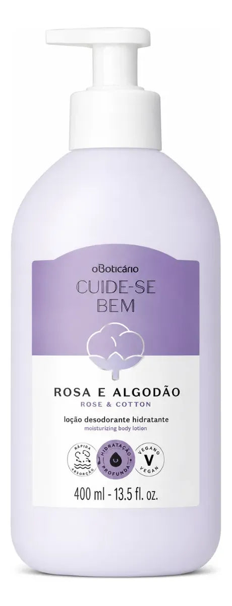 O Boticário Loção Hidratante Desodorante Corporal Cuide-se Bem Rosa e Algodão (400ml)