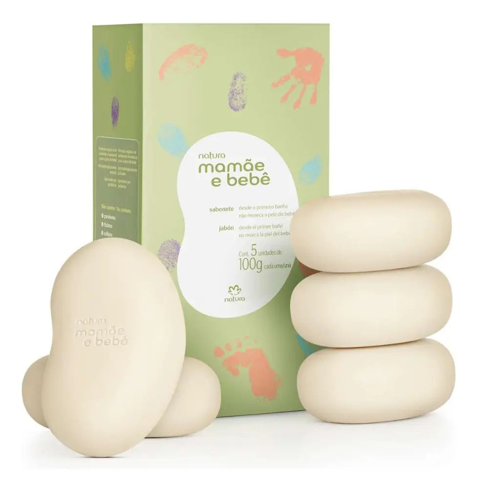Natura Mamãe e Bebê: Sabonete em Barra Vegetal - Caixa com 5 Unidades (500g)