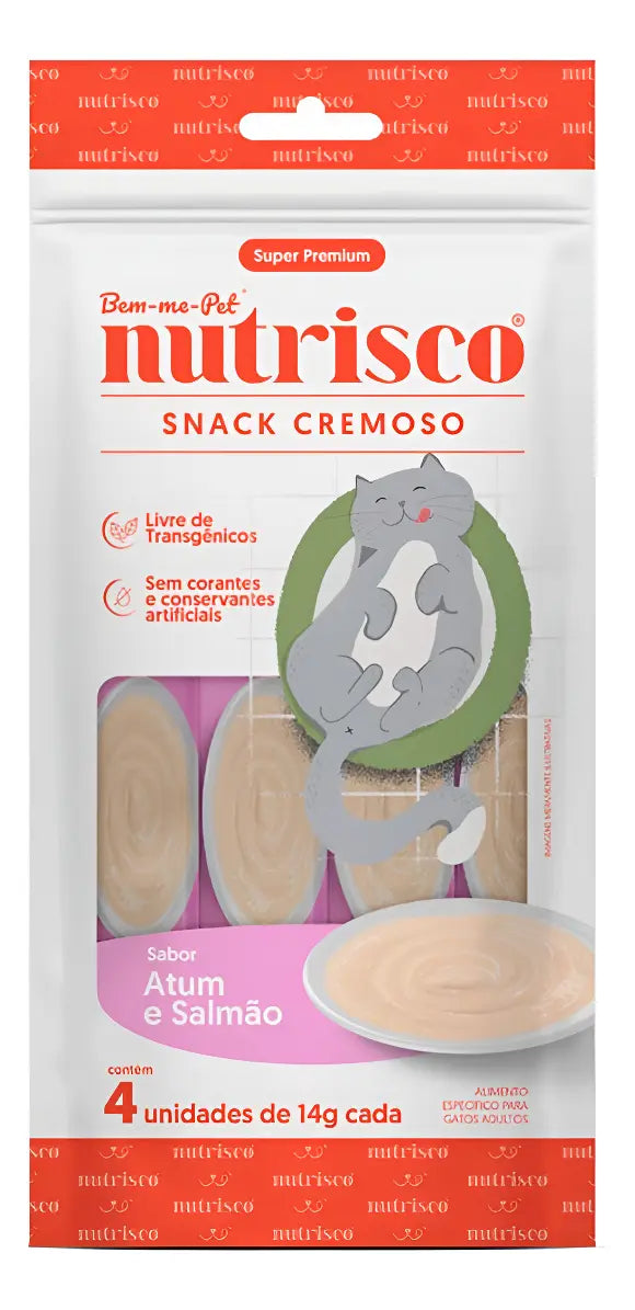 Snack Nutrisco Cremoso para Gatos Adultos Sabor Atum e Salmão (2x56g)Oferta! 50% Off