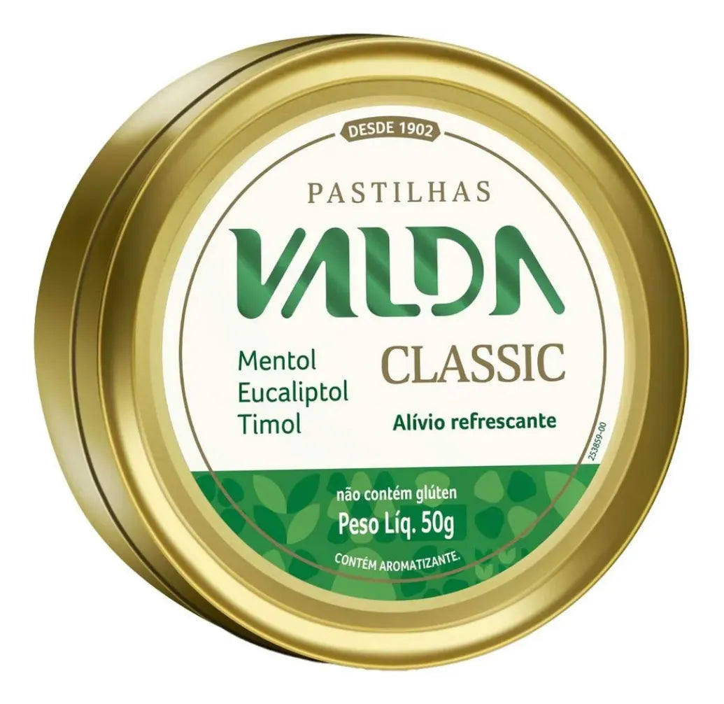 Valda Pastilha Classic: Mentol Eucaliptol e Timol (50g)