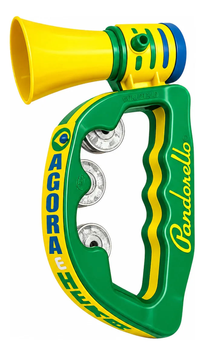 Corneta Vuvuzela com Pandeiro Meia-Lua Brasil!
