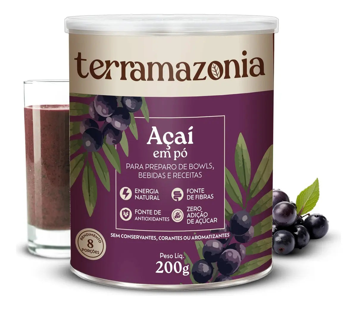 Açaí em Pó Natural Terramazonia Sem Conservantes Pote (200g)