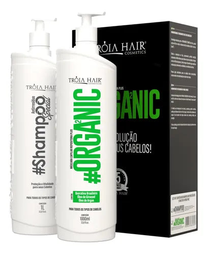 Kit Escova Progressiva Organic Troia Hair (2x1000ml)