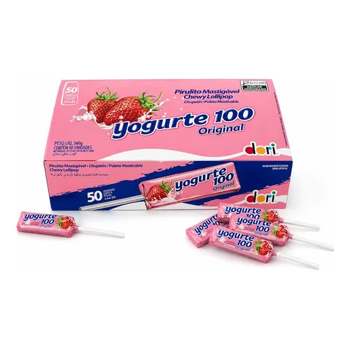 Pirulito Mastigável Yogurte 100 Original Caixa  (560g)